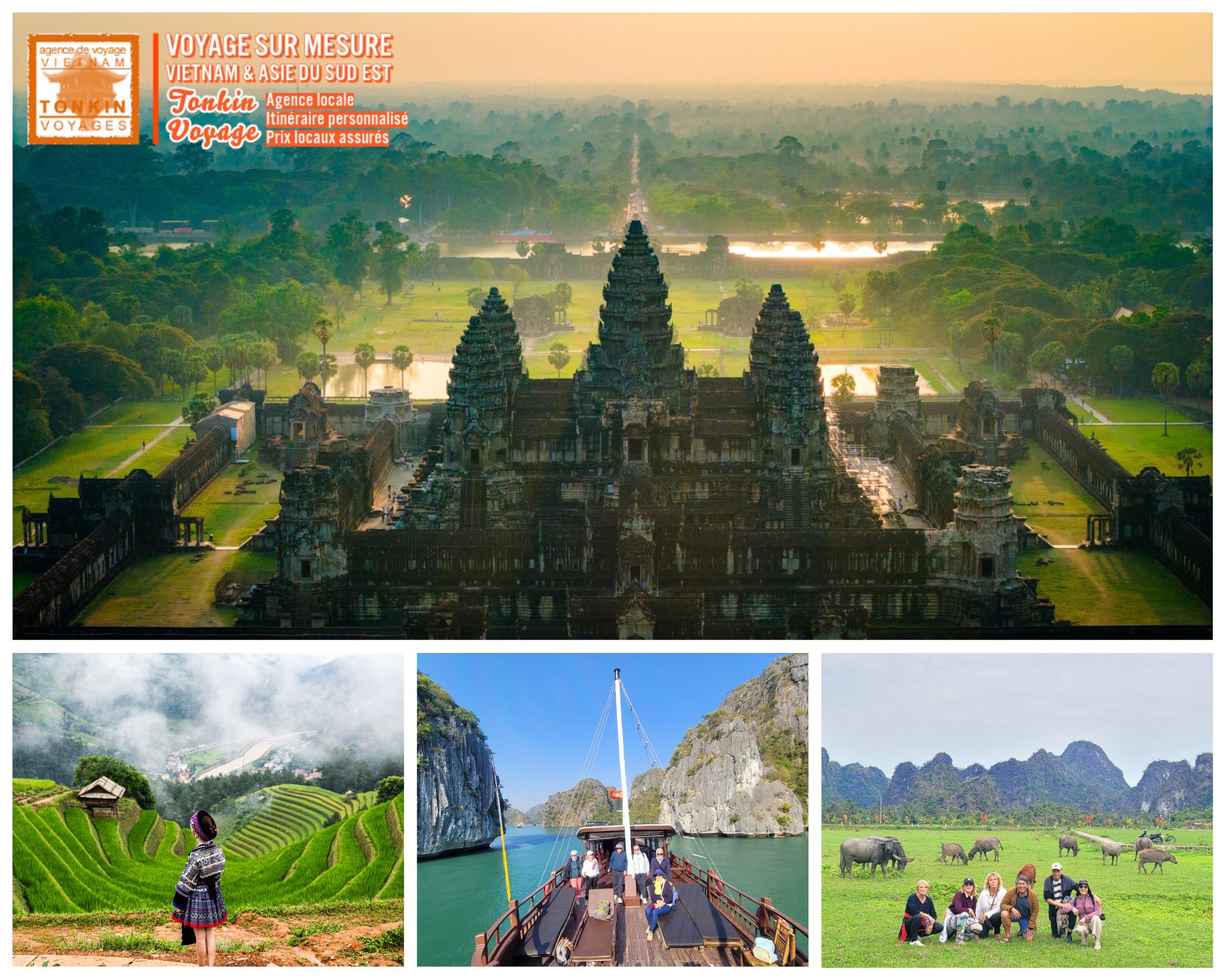 Choisir une agence de voyage locale pour circuit combin&eacute; sur mesure Vietnam Laos Cambodge